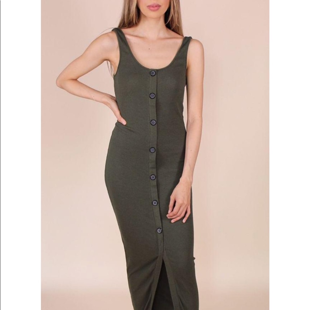 Olive green maxi dress